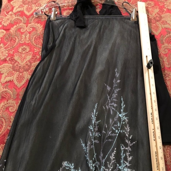 Valerie Stevens size medium black sheer lined maxi skirt with Aqua & pink blue - Picture 12 of 13